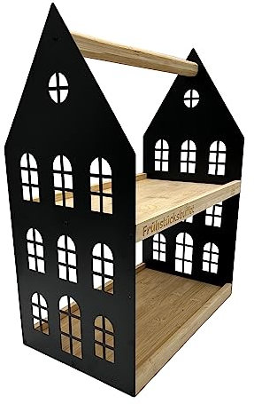 UNUS HOME Présentoir à petit-déjeuner, buffet, à 2 étages avec poignée, pour petit-déjeuner, fruits, saucisses et fromages, plateau en bois de bambou, support en métal, idéal comme cadeau