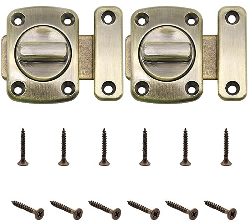 Yosawo 2 Stück Türriegel Latch Drehbolzen Türschloss Torschlösser Sicherheitstürschieberschloss mit Schrauben für Badezimmertür Schranktür（Bronze/S）