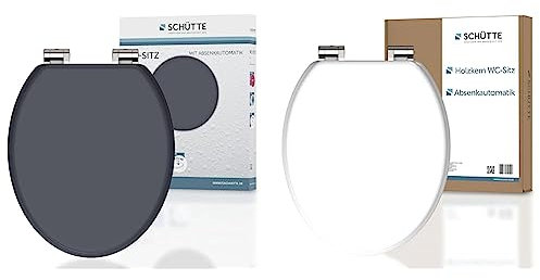 SCHÜTTE WC-Sitz SPIRIT mit Absenkautomatik aus Holz, Toilettensitz mit Klodeckel & WC-Sitz mit Absenkautomatik aus Holz, Toilettensitz mit Klodeckel, Holzkern Toilettendeckel