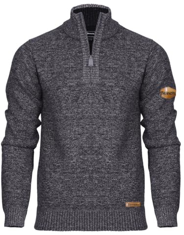 Bench Mens 1/4 Zip Jumper Fleece Lined Warm Winter Pullover Funnel Neck Premium Quarter Zip Sweater Knitwear