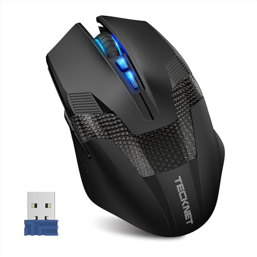 TECKNET Wireless Gaming Mouse, Programmable 2.4G Cordless Optical Mice with Nano Receiver, 8 Buttons, 8000DPI, 6 DPI Adjustment Levels Wireless Mouse for Laptop Desktop PC Gamer