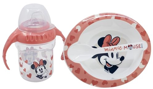 SET 3PCS (VASO ENTRENAMIENTO 250 ML, PLATO Y CUCHARA) MINNIE MOUSE HEART FULL
