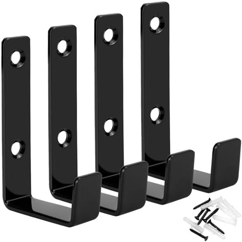 QWORK® 4pcs Crochet mural garage, Crochet mural a visser en acier au carbone, pour garage, remorques, équipements de salle de sport (8 x 4,5 cm)