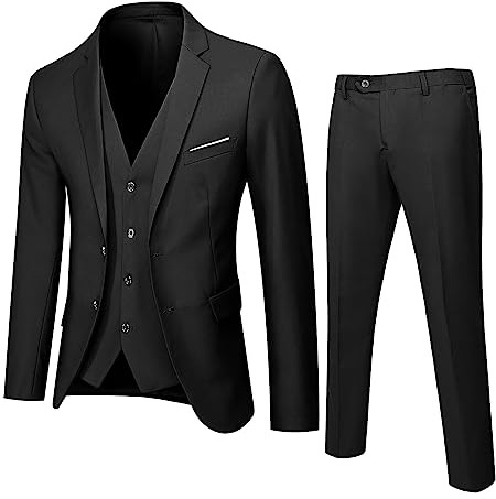 Bauzuoyo 3 teiliger Anzu Herren Slim Fit Smoking Anzug für Männer Smoking Klassische Blazer Weste Hosen Set Blazer Weste Hose Mode Schalkragen Formell Business Herrenanzug Sakko Hose