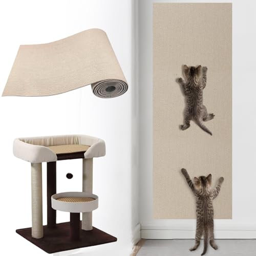 Selbstklebend Kratzbretter Khaki Katze Kratzteppich Katze Kratzmatte Katze Wand Teppich Katzen Kratzbrett Katzen Kratzwand (200cmx40cm)