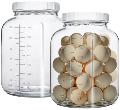 Galssmagic 1 Gallon Glass Jar with Lids,2 Pack Super Wide Mouth Large Mason Jars 128 oz,Glass Gallon Jugs Storage Container for Sun Tea,Kombucha,Storing,Canning