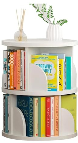 Generisch Bücherregalturm, rundes Bücherregal, 2/3/4/5-stöckige Bücherregale, 360° drehbares Bücherregal für Wohnzimmer, Bürodekor, hohes Bücherregal aus Holz, Regal für Arbeitszimmer