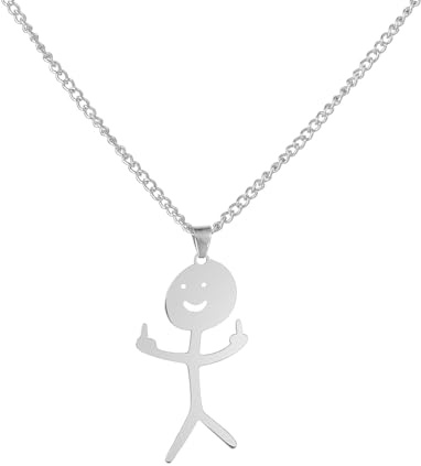 DHWEKU Lustige Graffiti-Halskette, Mittelfinger Kette, Silberne Smiley-Finger-Halskette, Coole Ketten Kette Jungen Mädchen Bff Ketten Für Matching Necklace Lustiges Witziges Geschenk