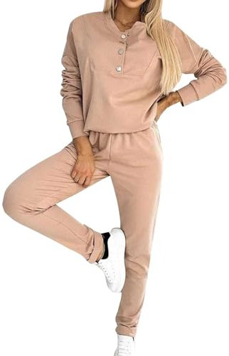 Daikascbny Tuta Donna Elegante Manica Lunga Da Lavoro Completi Donna Maglia E Pantaloncini Set Due Pezzi Collo Rotondo Leggera Caldo Completo Casual Palestra Senza Cappuccio Tuta Sportivo Donna