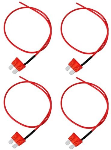 EMSea Lot de 4 Fusibles Enfichables Standard/ATC 10 A avec Câble de Dérivation Longueur de Ligne 40 Cm Fusible ATC Automobile pour Voiture Boîte à Fusibles pour Systèmes électriques Automobiles Rouge