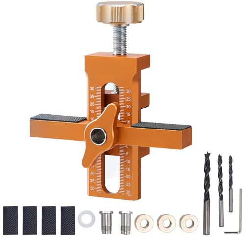 Cabinet Door Installation Positioner, Mounting Jig for Installing Cabinet Doors, Adjustable Aluminium Alloy Cabinet Door Positioning Tool with 6mm 8mm 10mm Auger Bits