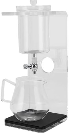 Cold Brew Coffee Maker, Iced Tea Maker in Stainless Steel and Borosilicate Glass Portable Iced Coffee Cold Brew Drip Tower Coffee Maker with Filter and Stand for Home and Travel