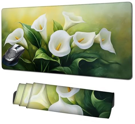Alfombrilla Gaming,Alfombrilla Ratón Lirio Mouse Pad,Planta Alfombrilla Escritorio Grande 1600x800mm,Protector Escritorio Alfombrilla Antideslizante,Mejora Precisión y Velocidad,Accesorios PC X1-1924