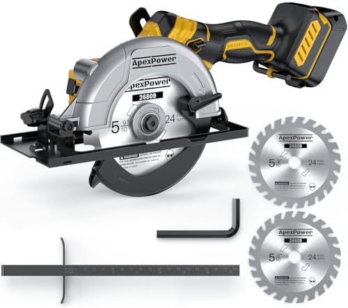 Brushless Cordless Circular Saw, for DeWalt 20V Max Battery, 6-Inch Aluminum Alloy Blade, 5900 RPM, 4.2 Lbs Lightweight, Cutting Depth 2-1/20 (90°), 0-90° Bevel, Hex Wrench, Rip Guide, for Wood, PVC