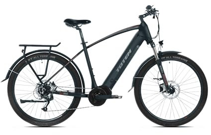 SachsenRAD E-SUV Totem Mythos Trekking - Bicicleta eléctrica para ciudad y terreno, 46 cm de altura, con motor de 80 Nm y batería de 720 Wh, motor central y 9 marchas