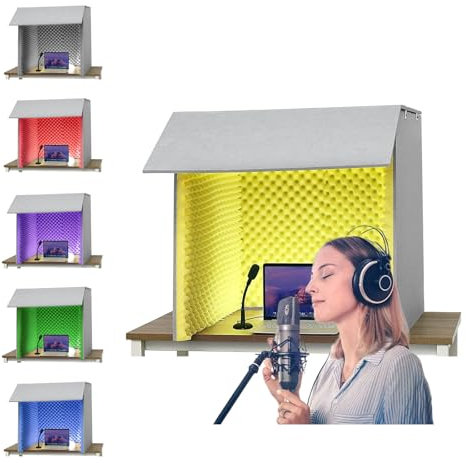Soundproof Booth - Portable Desktop Isolation Shield for Microphone, Vocal Absorbing Cover for Studio Sound Recording and Filtered Vocals, Ideal for Home Studios