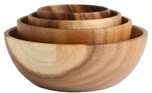 Cuenco grande de madera for ensalada y fruta, cuencos decorativos de estilo rústico for presentación de alimentos, perfectos for la decoración de la mesa de la cocina, centro de mesa for exhibición de