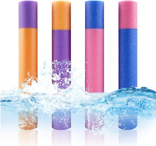 WUSJCOF Pistolet à Eau, 4 pièces, Enfant, en Mousse, Jouet D’Eau, Canon à Eau, Jet d'eau pour Enfants, Longue Portée, Water Blaster Mousse, Puissant (33 cm)