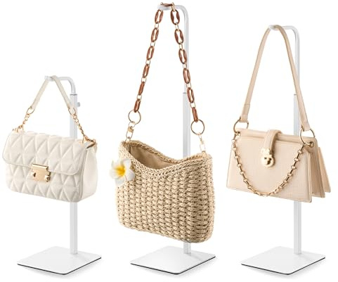 pickpiff 3er-Pack Handtaschenhalter Handtaschen-Präsentationsständer: weißer Aufhänger-Ständer für Taschen, Handtaschen und Kränze, verstellbarer Hakenständer für Tischplatte, Schrank und
