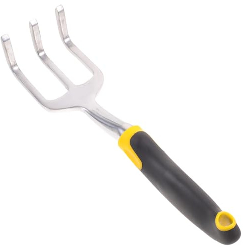 HIAKDOFT Rastrello Manuale da Giardino a 3 Punte in Lega di Alluminio e Magnesio Coltivatore Portatile per Diserbo e Smuovere Terreno Attrezzo Resistente per Giardinaggio e Orticoltura