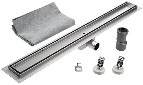 KOBERT GOODS Edelstahl-Rinne TG01-60cm mit Siphon und Haarsieb als Komplett-Set Boden und Dusch-Ablauf Befliesbar Unterschiedliche Muster und Variationen in den Größen 50-120cm erhältlich