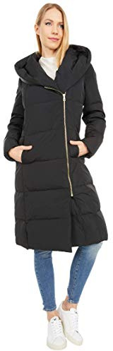 Cole Haan Women's Taffeta Down Double Breasted Zip Front Coat, Black, X-Small