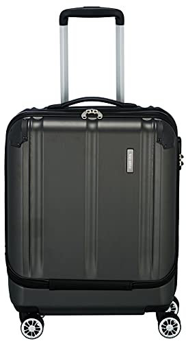 travelite 4-Rad Handgepäck Koffer mit Vortasche erfüllt IATA Bordgepäckmaß, Gepäck Serie CITY: Robuster Hartschalen Trolley mit kratzfester Oberfläche, 55 cm, 40 Liter