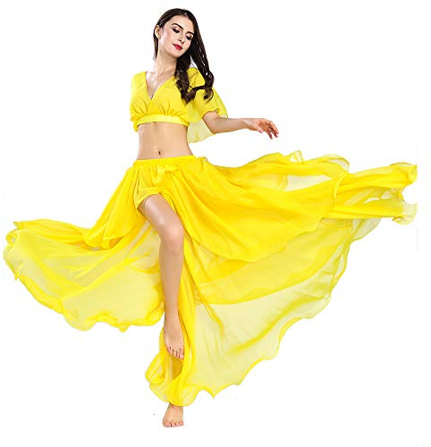 ROYAL SMEELA Bauchtanz Kostüm Outfit Set - Performance Top und Rock - Chiffon Maxirock für Frauen - Lange Röcke zum Tanzen