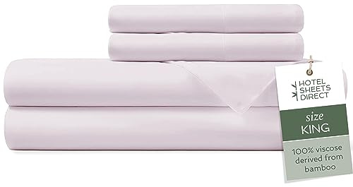 Hotel Sheets Direct Parure de lit 4 pièces pour très grand lit, 100 % viscose dérivée de bambou, avec 2 taies d'oreiller, literie de luxe rafraîchissante et respirante, évacuant l'humidité, douce et