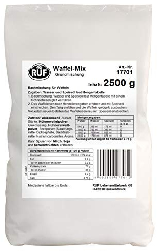 RUF Waffel-Mix, Großpackung, Grundmischung zur Herstellung von Waffeln im Waffeleisen, für Großküchen, Kantinen, Hotels und Restaurants, 1 x 2500g