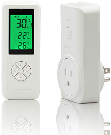 DIGITEN Wireless Thermostat Plug in Digital Temperature Controller Outlet Programmable Thermostat with Build-in Temperature Sensor Remote Control Greenhouse Thermostat Outlet Plug for Heater