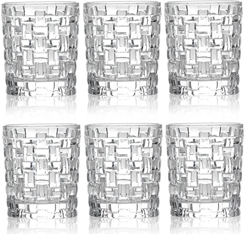 Dicunoy 6 Pack Juice Drinking Glasses, 8 oz Water Glasses with Heavy Base, Crystal Small Beverage Cups for Soda, Water, Milk, Whisky, Beer, Cocktail