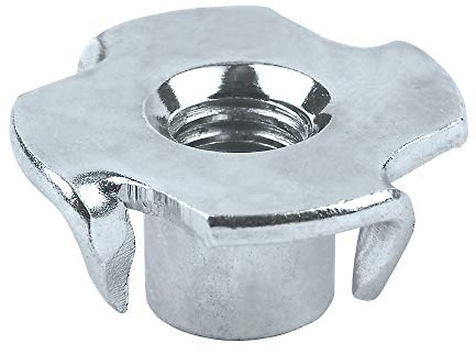 M8 T-Nüsse (Packung mit 50 Stück) Legierung Stahl Zink plattiert Claw Nut Four-Pronged Tee Four-Pin Woodworking Furniture DIN1624
