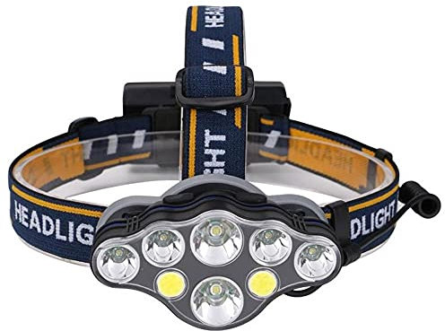 MQQ Luz De Cabeza Recargable del Faro LED, Lámpara De Cabeza LED Linterna Luz De Cabeza De La Linterna, Impermeable 6000 Linterna Linterna De La Cabeza De La Cabeza Al Aire Libre (Color : 8 Lights)