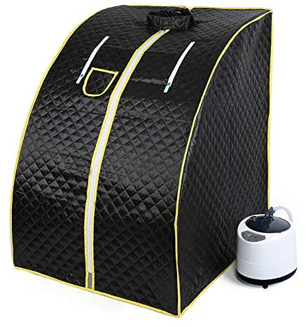 Sauna cabina plegable, sauna a vapor, sauna doméstica portátil, sauna, 1,8 litros, se puede utilizar con aceites esenciales, tiempo y temperatura ajustables, 1000 W, 220 V (negro)