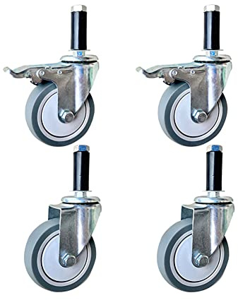 4(100mm) Heavy Duty Castor Wheels Long Thread Bolt M12 × 60mm Expansion Bolt Swivel casters Silent Rubber with Rubber Sleeve 400kg Castors for Furniture Scaffold Workbench Dining car 4 pcs