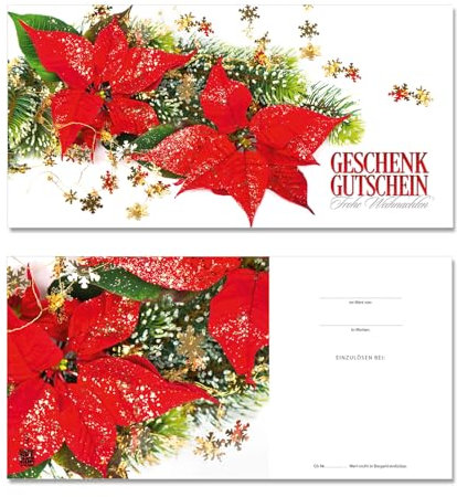 GESCHENKGUTSCHEINcom by POS-HAUER. 10 Gutscheine, blanko zum selber Ausfüllen. Für Weihnachten Weihnachtsfest. Mit Weihnachtsmotiv.