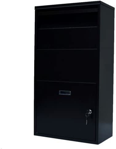 IMLEX Paketbox Paketbriefkasten IM-PB75 Paket Box | Briefkasten mit Paketfach | Wand- und Bodenmontage | Paketgröße bis zu 37x30x18 cm (Schwarz)