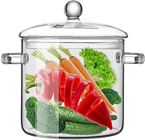 Glaspan 1,9/1,5/1,35 Liter, Borosilikatglas, Kochtopf mit Deckel, Saucepfanne für Milch, Suppe,1.35L