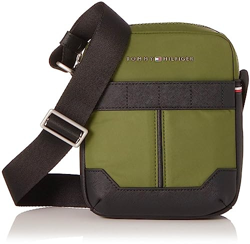Tommy Hilfiger Herren Umhängetasche TH Elevated Nylon Mini Reporter Klein, Grün (Mentor Green), Einheitsgröße