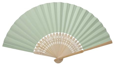 Tissting Ventaglio Pieghevole, Centaglio Donna, Ventaglio in Legno Moderno e Divertente, Ventaglio di Carta Ventaglio Cinese per Matrimonio, Fai da Te Decorazione, Comunione Festa (Verde)