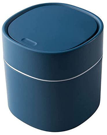 ETRAVEL Small bin office desk bin with lid for countertop, cosmetic table top, bathroom, bedroom plastics