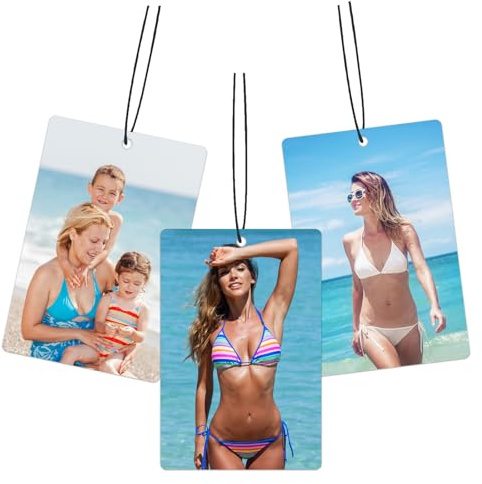 Personalised Car Air Freshener with Double Sided,Custom Printed Photo/Text,19 Kinds Scents Air Freshener for Car,Wardrobe,Bathroom,Hanging Ornaments,Long Lasting Fragrance (Rectangle)