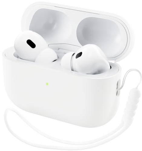 ORNARTO Kompatibel mit AirPods Pro 2 Hülle 2022, Schützende Flüssig Silikon Hülle für AirPods Pro 2 2022 Hybrid Skin Front LED Sichtbar Silikon Hülle Weiß