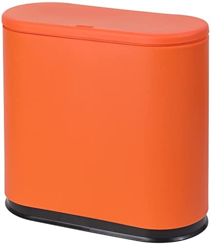 Sooyee Poubelle rectangulaire en plastique de 10 litres avec couvercle à pression, pour salle de bain, salle d'eau, chambre à coucher, cuisine, salle d'artisanat, bureau, orange