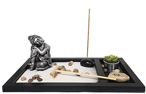 Zen-Garten mit Buddhafigur mit Teelicht Rauchstab Nr: YH072