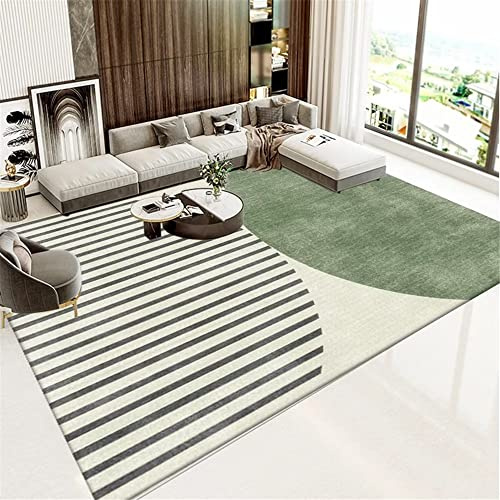 Teppich Für Balkon Wasserfest Teppich Salon Grün Gestreiftes Geometrisches Muster Schlafzimmer Teppiche In Mehreren Größen Teppich Küche 120X180Cm Teppiche Groß Für Wohnzimmer 3Ft 11.2''X5Ft 10