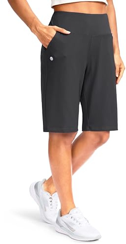 G Gradual Women's 12 Bermuda Long Shorts with Pockets High Waisted Stretch Knee Length Shorts for Women Summer Walking(Dark Grey,M)