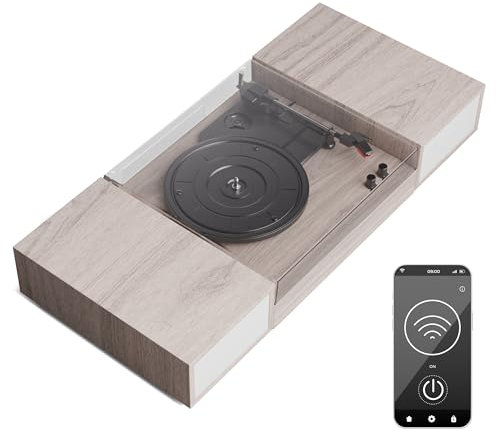 Auna Giradischi Bluetooth per Dischi in Vinile, Lettore Vinile a 3 Velocità di Riproduzione, Giradischi Vinili Vintage con Casse Stereo, AUX, Gira Dischi per Vinile con Jack per Cuffie e Adattatore