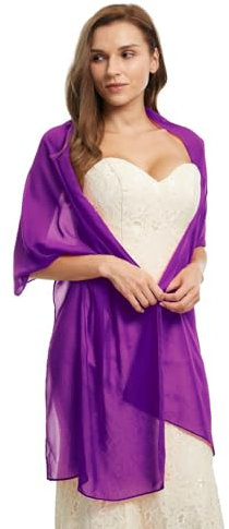 Lifup Damen Chiffon Tücher Wraps für Abendkleider, Schal Stola Umschlagtücher mit Fransen für Festlich Abendkleid Hochzeit Braut Sommer Jacke Lila